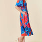 Doe And Rae - Floral V-neck Flutter Short Sleeve Smocked Waist Dress