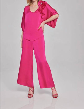 Joseph Ribkoff - Pleated Satin Wide-leg Pants