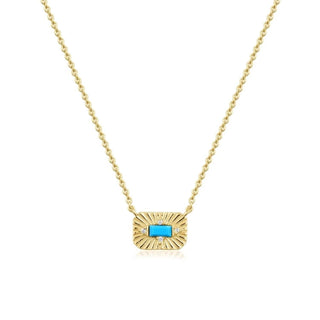Eklexic - Women's Small Starburst Pendant With Turquoise Stone Necklace
