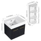 Modern Wall Mounted Bathroom Vanity with Resin Sink and Storage Rack