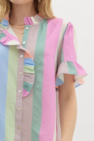 Entro - Pastel Stripe Blouse