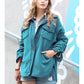 42Pops - Fleece Button Front Pockets Shacket Jacket