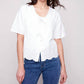 Charlie B - Elbow Sleeve V-neck Embroidered Blouse