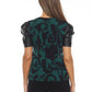 Joseph Ribkoff - Absolute Paisley Faux Leather Puff Sleeve Top