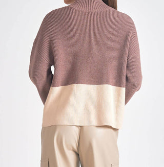 Elan - Vivianne Color Block Mock Neck