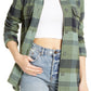 Women's Green Plaid Flannel Shirt Jacket X-Small