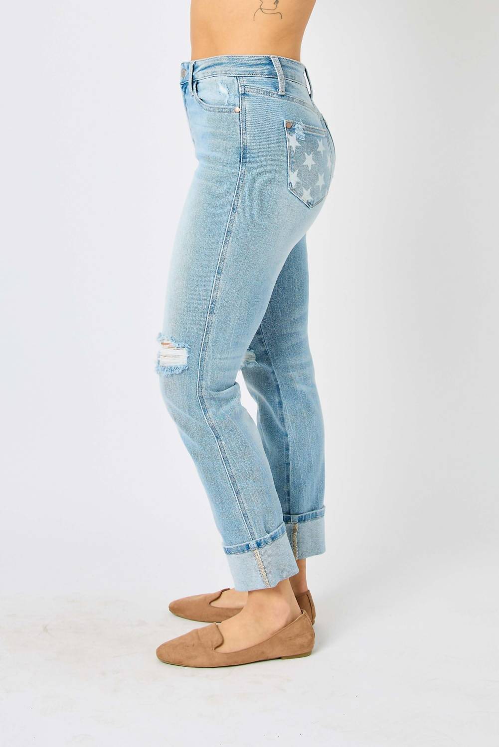 Judy Blue - Boyfriend Mid Rise Star Pocket Jeans