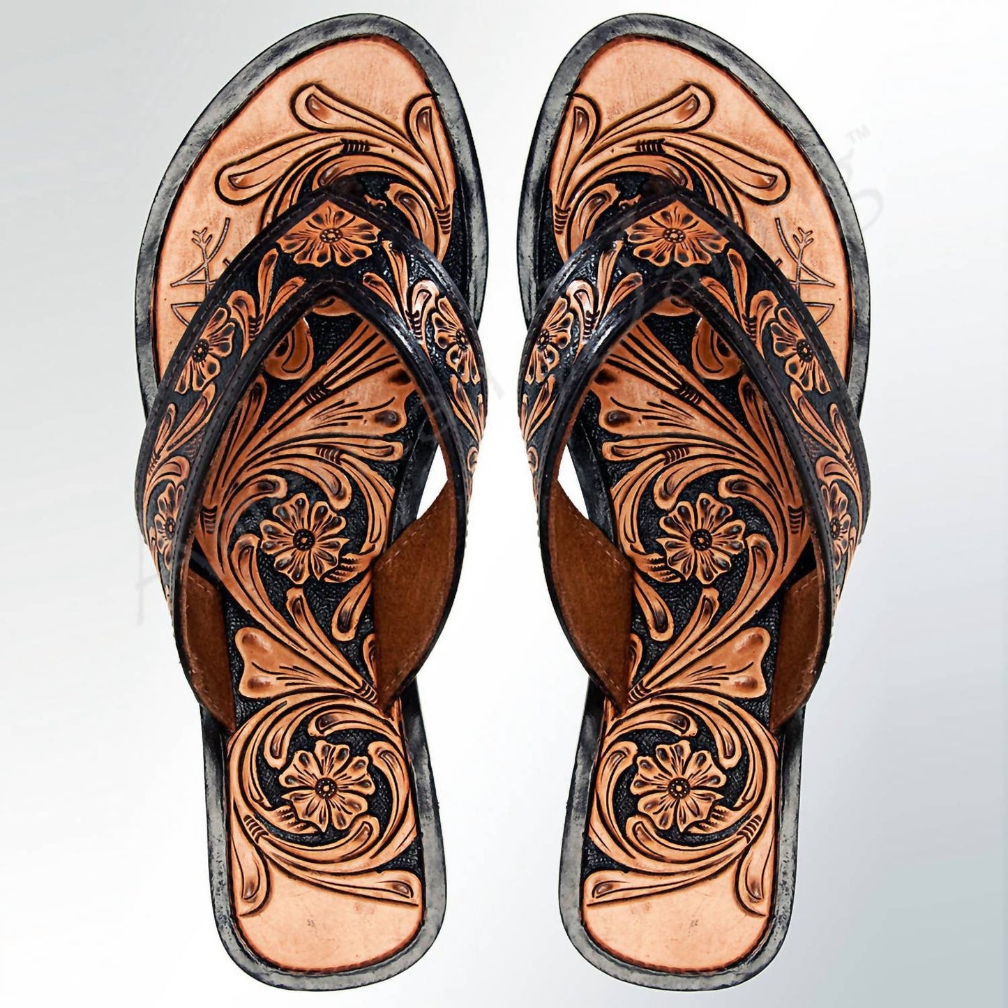 American Darling - Women's Genuine Tooled Leather Sandals