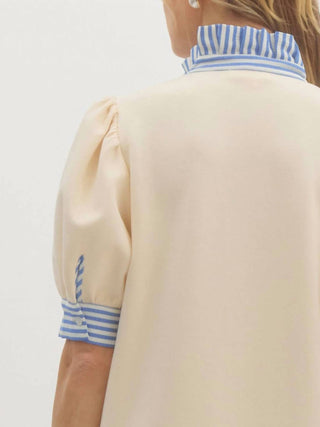 Entro - Striped Collar Shirt Dress - Plus Size