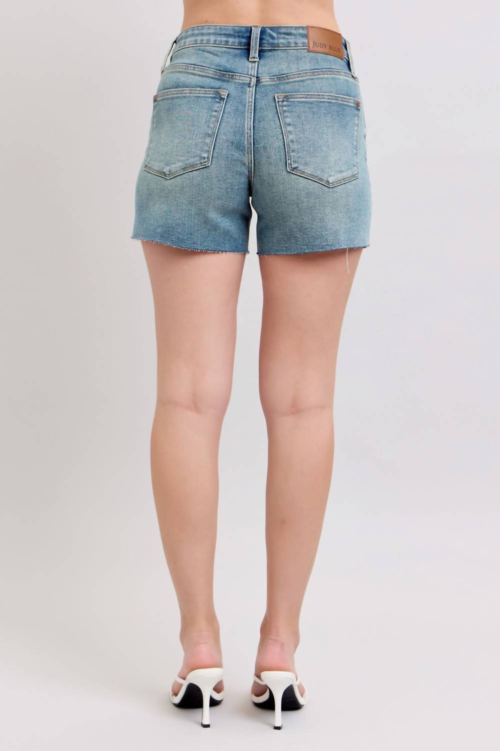 Judy Blue - Mid Rise Button-fly Destroy Shorts