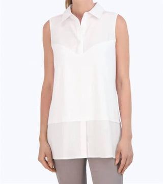 Foxcroft - Sasha Knit-Woven Sleeveless Layering Tunic