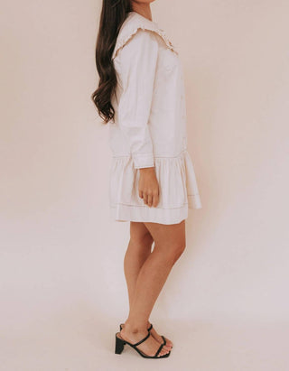 Aureum - Ava Ruffled Collar Mini Shirt Dress