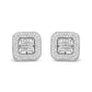 10K White Gold 1.0 Cttw Round and Princess Cut Diamond Composite Open Halo Stud Earrings (H-I Color, SI1-SI2 Clarity)