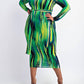 The Curve La - Plus Size Long Sleeve Midi Dress With Self-tie Belt