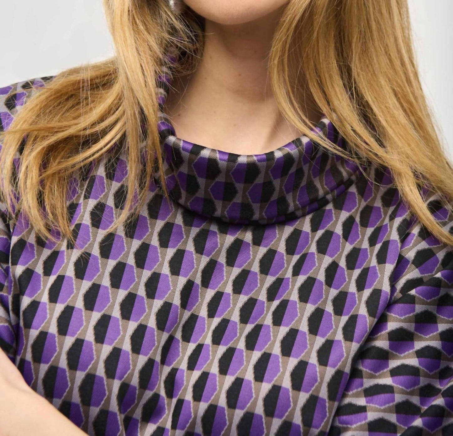 Joseph Ribkoff - Geometric Jacquard Cowl Neck Top