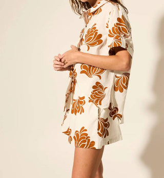 Kivari - Inza Print With Rick-rack Trim Details Shirt