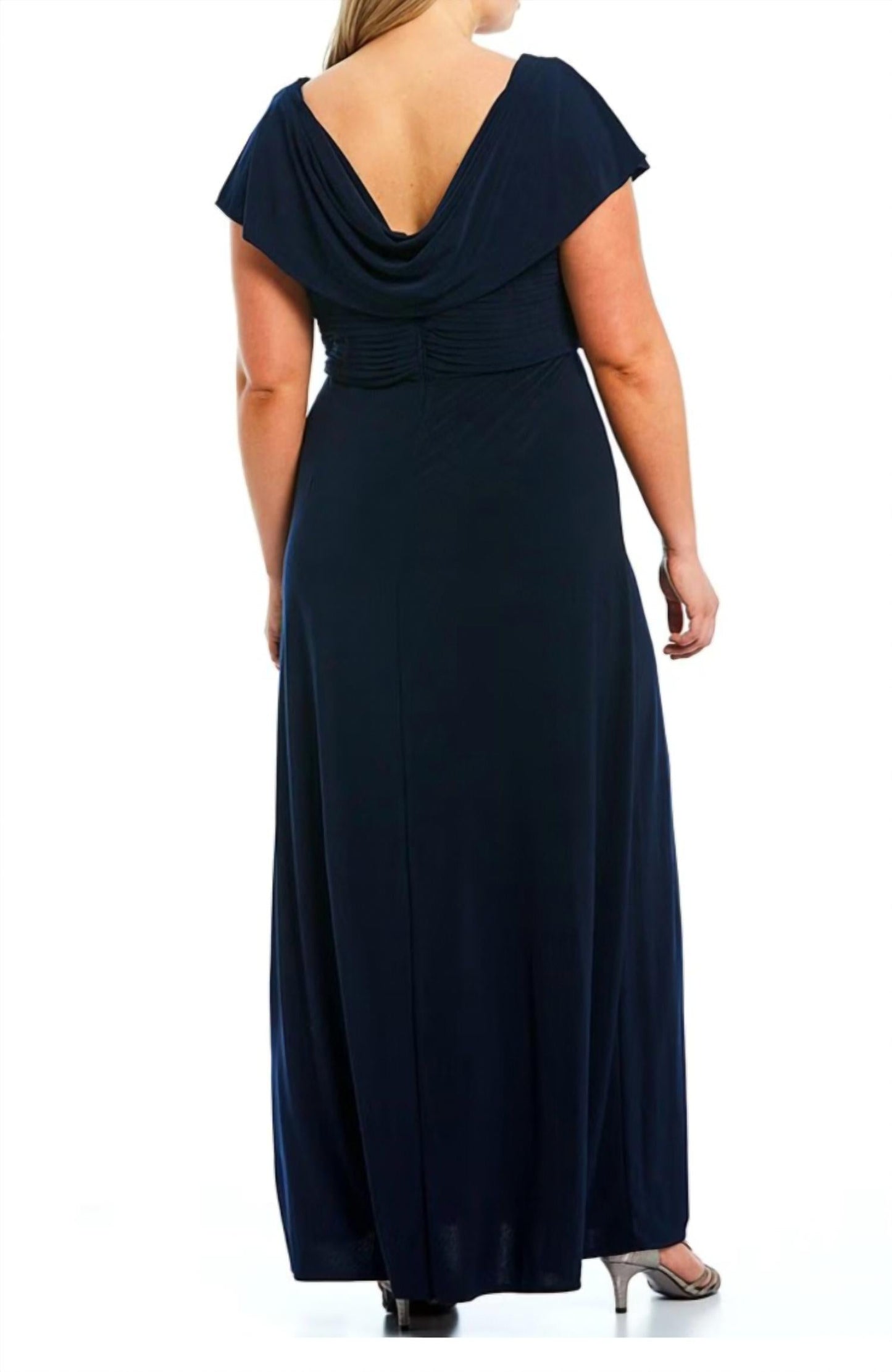 Alex Evenings - Matte Jersey Pleated Embellished Side Detail Long Gown