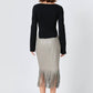 Endless Rose - Fringe Faux Leather Midi Skirt