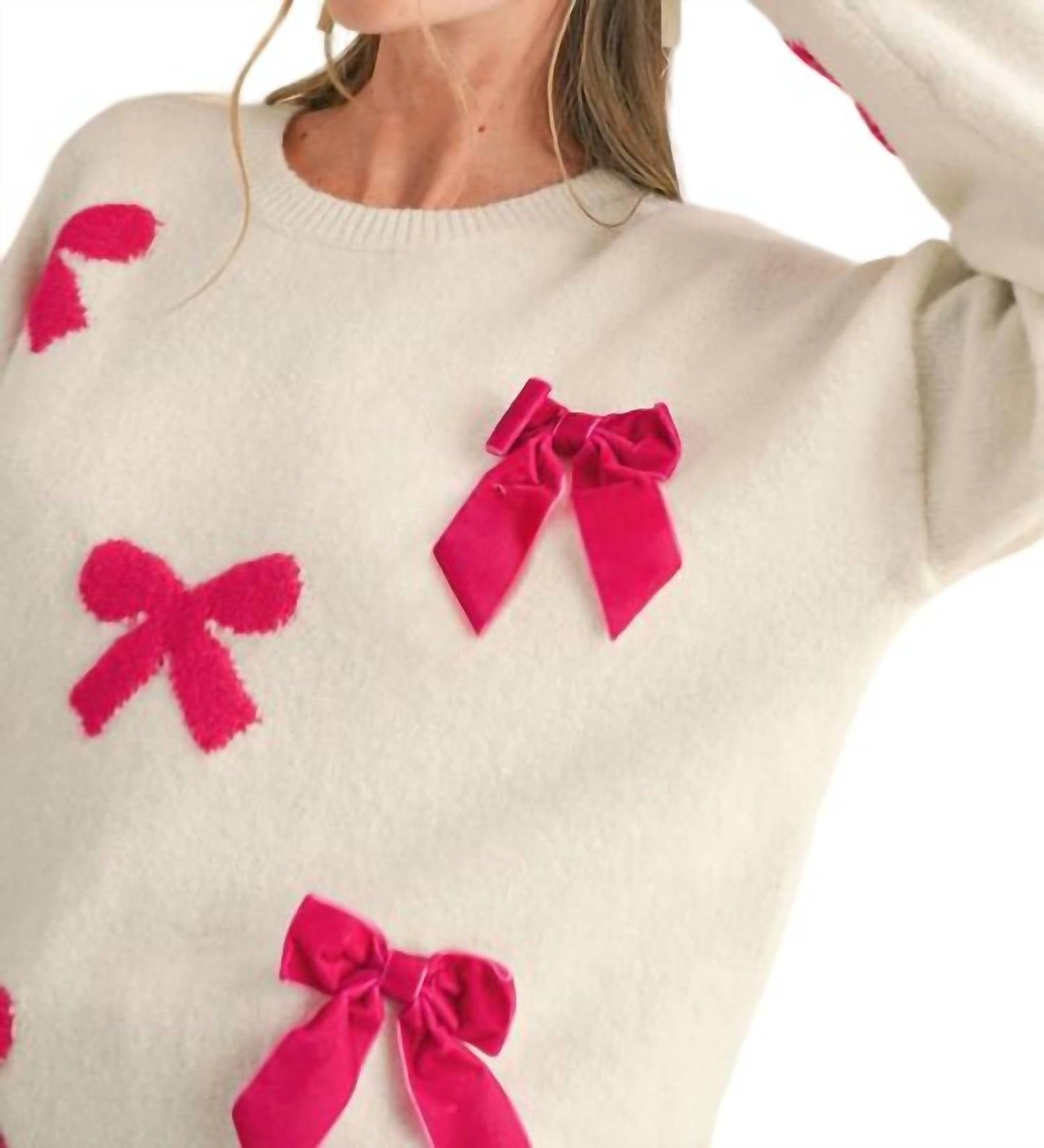 &Merci - Velvet Bow Knit Sweater