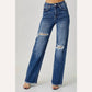 Risen - High Rise Ripped Wide Leg Jeans
