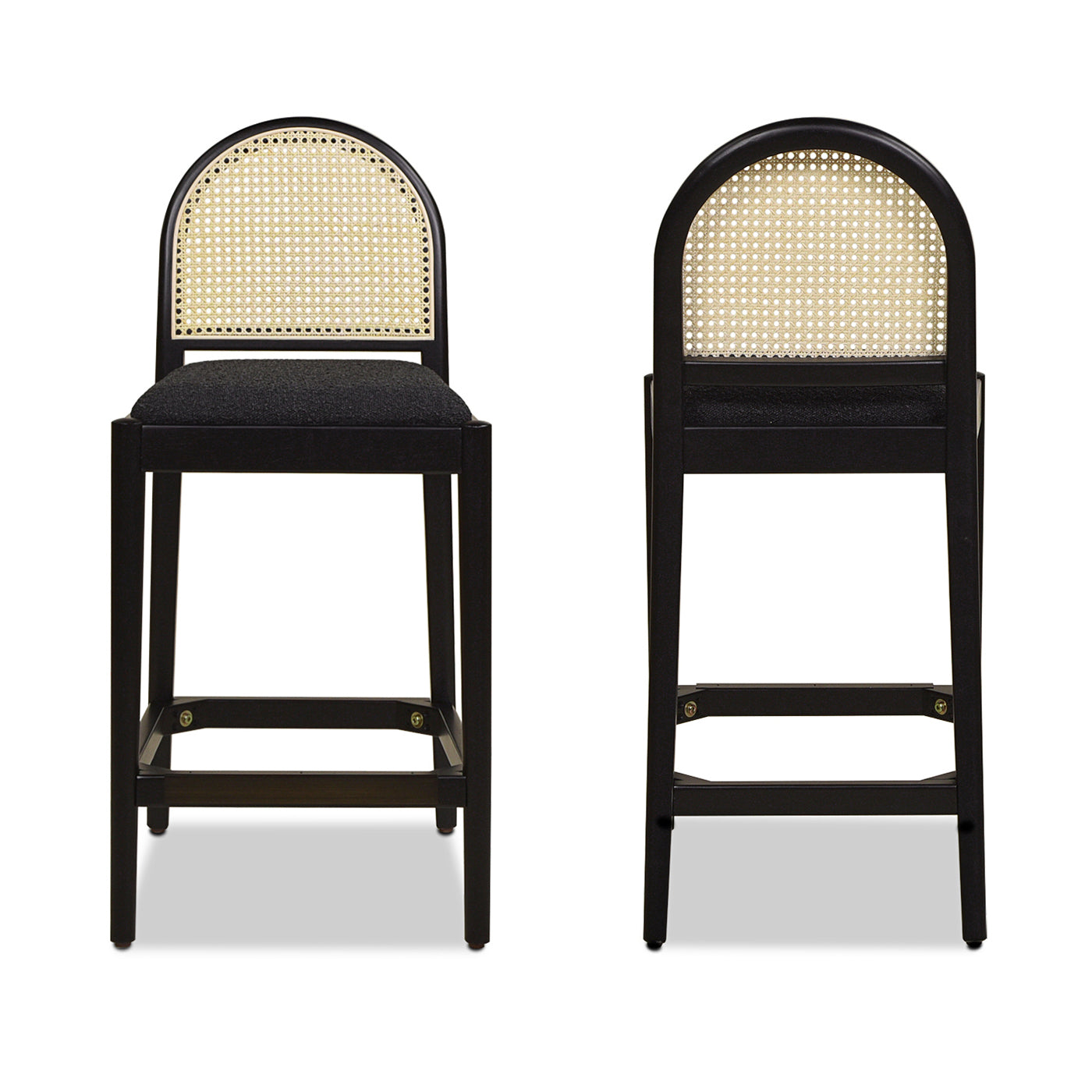 Arlin Upholstered Stool with Curved Back and Footrest - Set of 2