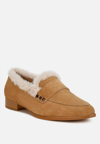 Rag Company - Women's Allie Fur Trim Suede Loafers