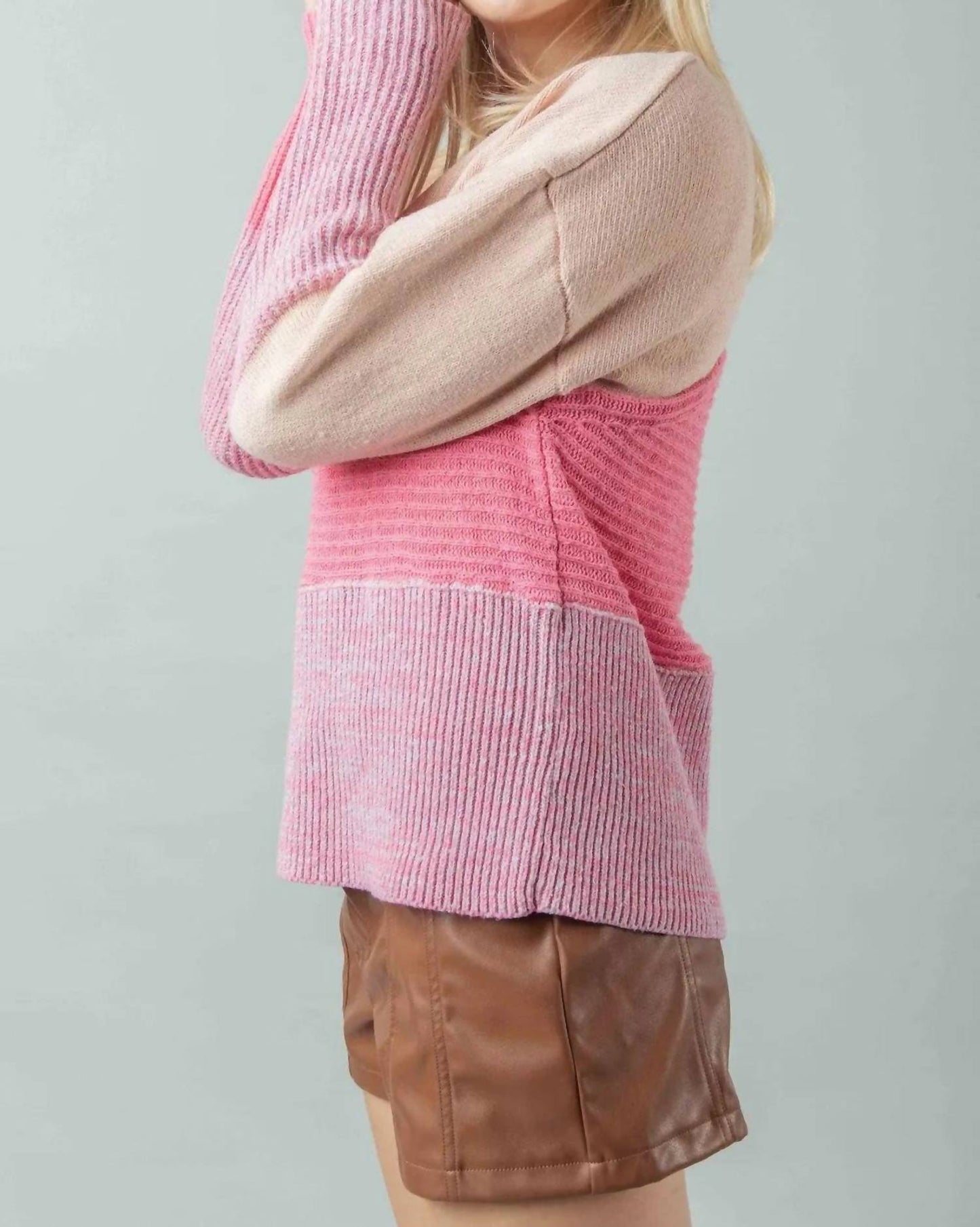 Trendsi - Very J Color Block Long Sleeve Sweater