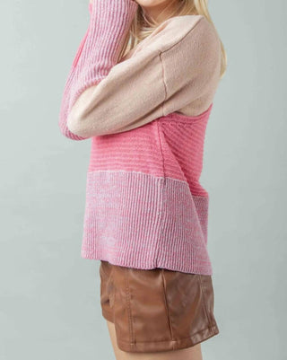 Trendsi - Very J Color Block Long Sleeve Sweater