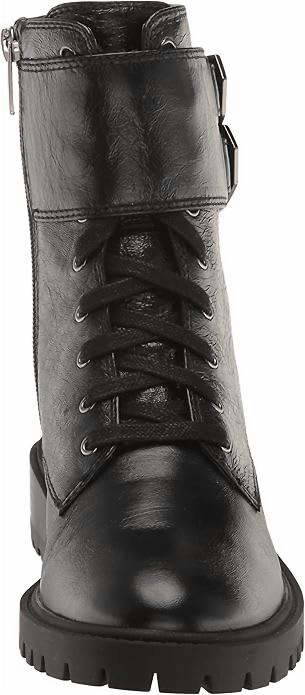 Vince Camuto - Women's Croc Lace Up Fawdry Block Heel Leather Combat Boot