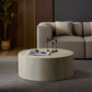 Faux Travertine Round Coffee Table with Eye-Catching Relief Design