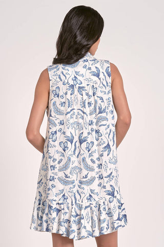 Elan - Sleeveless Botanical Print Collar Dress