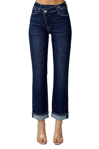 Risen - High Rise Crossover Straight Leg Jeans