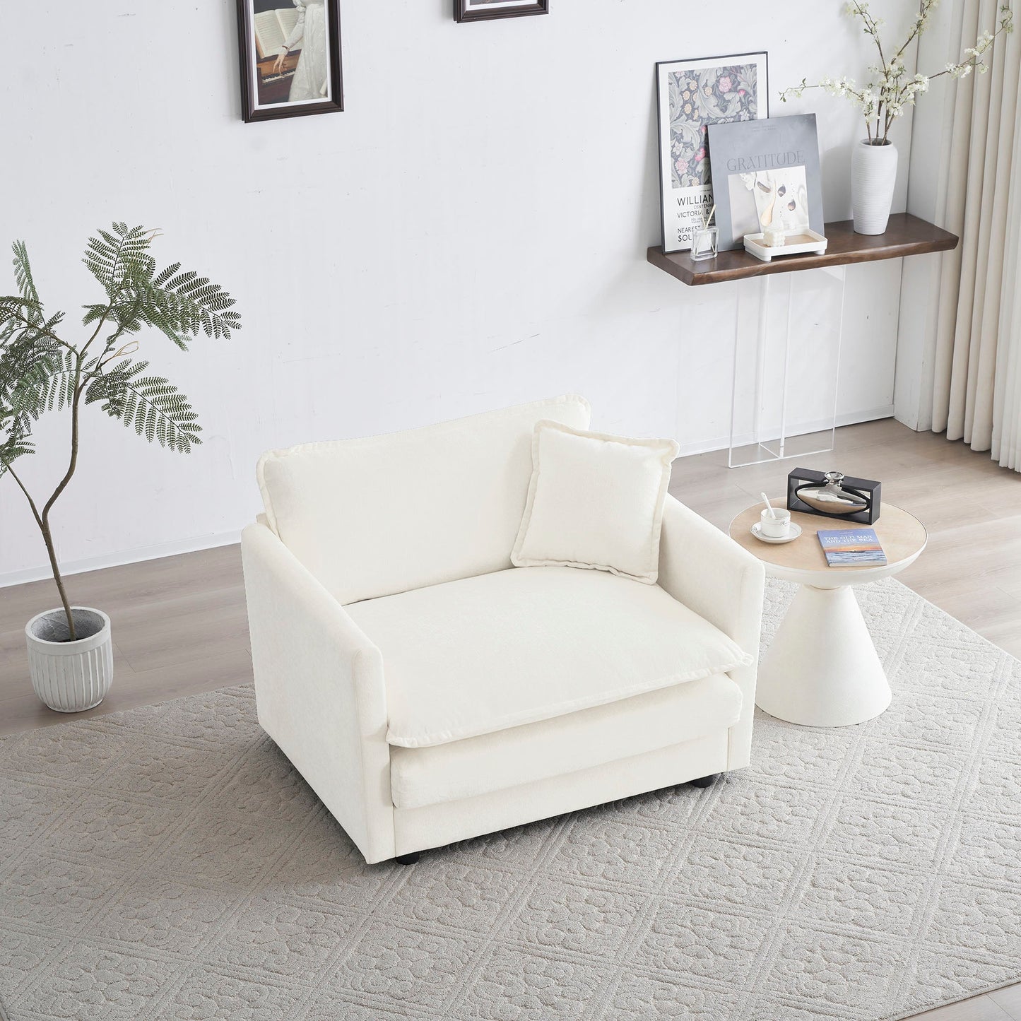 Comfy Deep Single Seat Sofa Upholstered Reading Armchair
