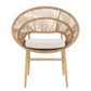 Cyril Outdoor Wicker Papasan Style Dining Chair with Teak Finished Legs - Set of 2