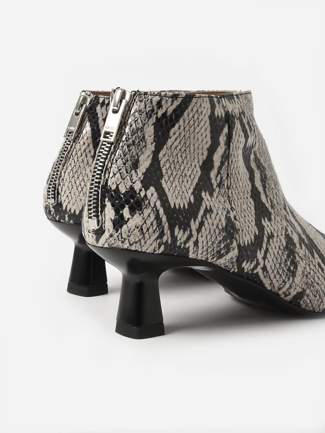 Ganni - Women's Faux Snake Crop Ankle Boot