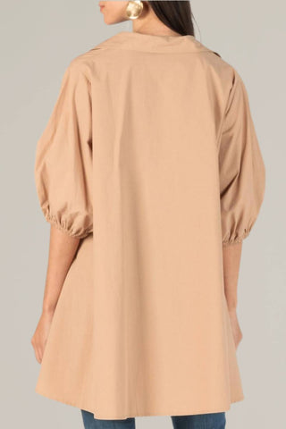 P.Cill - Poplin Puff Sleeve Button Down Tunic