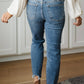 Judy Blue - Midrise Destructed Hem Slim Fit Jeans
