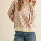 &Merci - Floral Mock Neck Half Zip Pullover Sweater