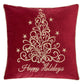 Red Velvet Holiday Pillow with Gold Embroidery