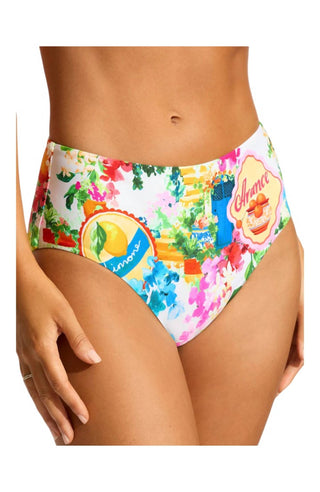 Seafolly - High Waisted Bandeau Postcard Print Bikini