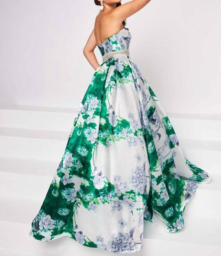 Mac Duggal - Strapless Sweetheart Neckline Floral Ball Gown