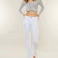 Kancan - Mid Rise White Bootcut Jeans With Side Slit