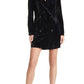 FLORET STUDIOS Long Sleeve Crushed Velvet Blazer Dress in Black, Size X-Small