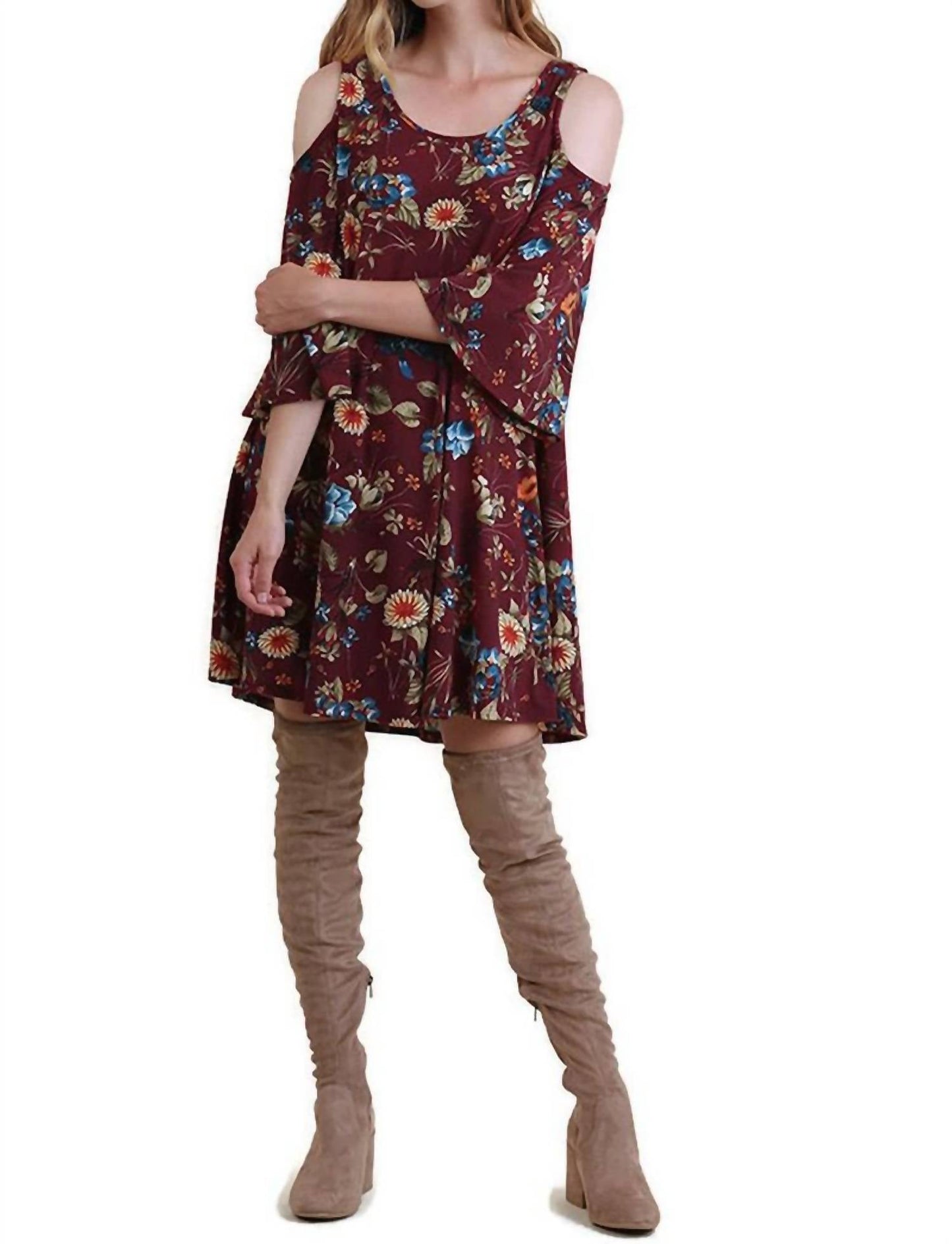 Umgee - Floral Cold Shoulder Dress