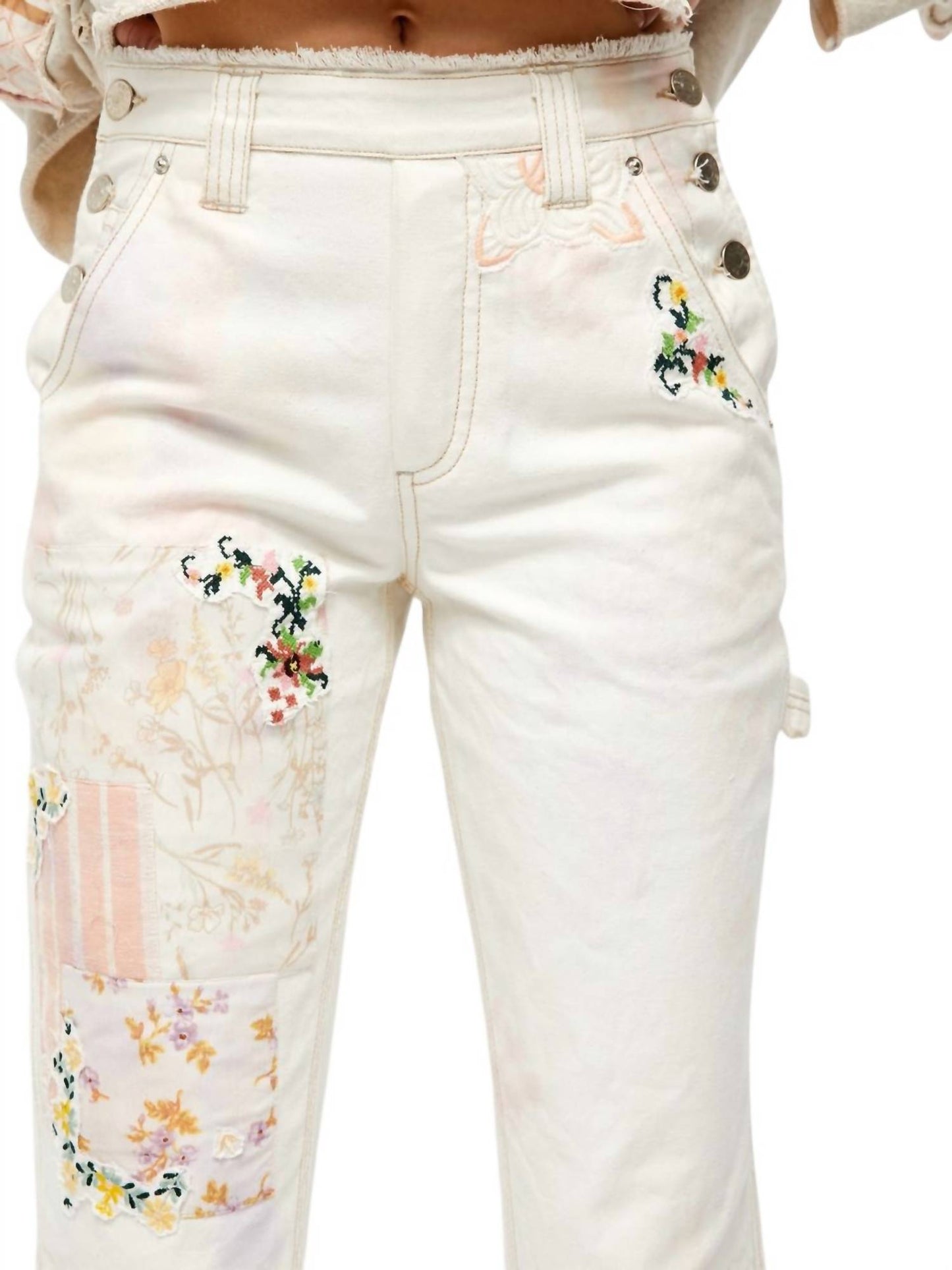 Free People - Women's Floral Vintage High Rise Alive Boyfriend Jeans