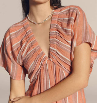 Sundry - Gauze Stripe V-neck Dress