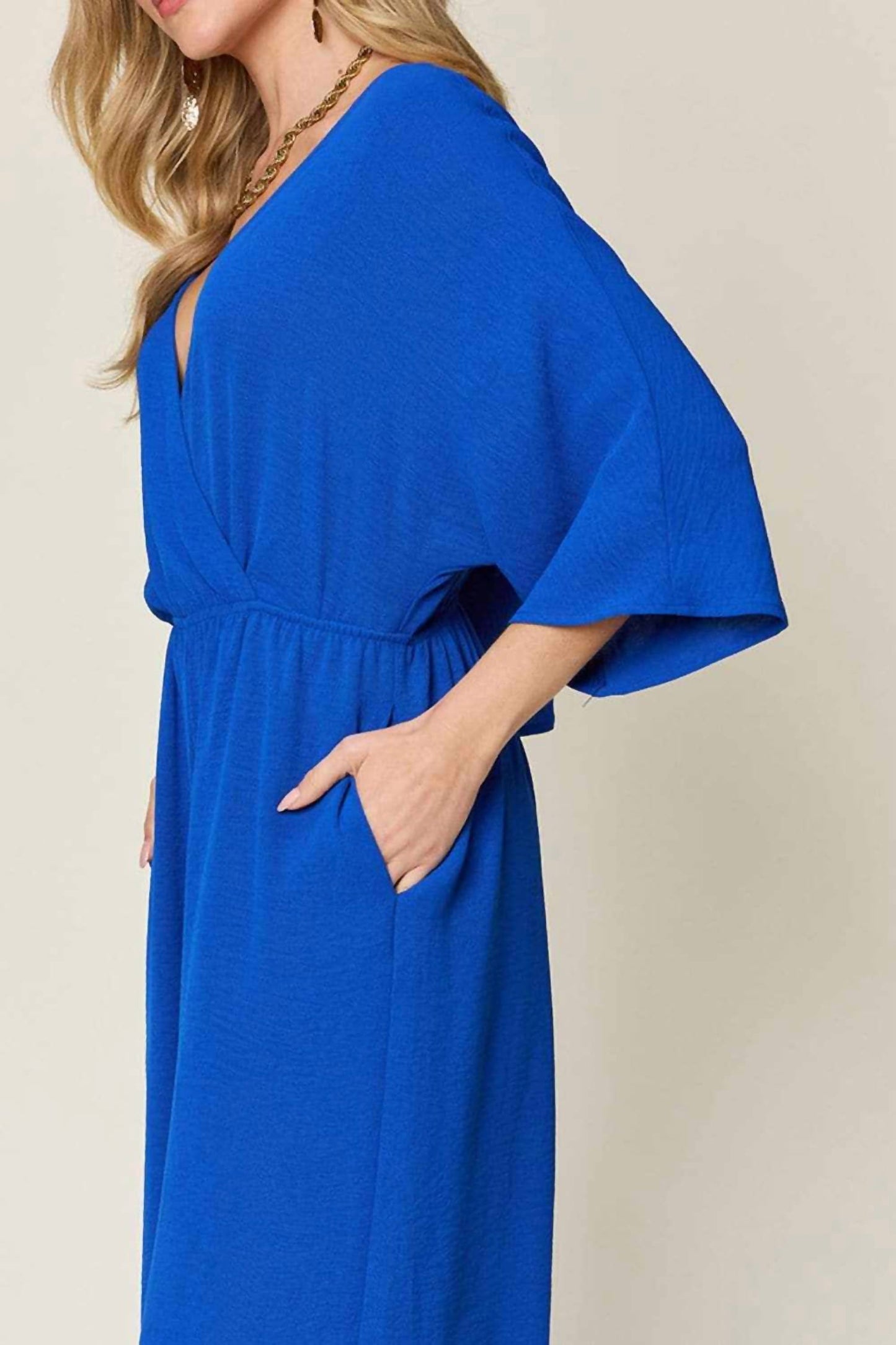 Double Take - Chic Surplice Wide Leg Jumpsuit
