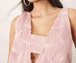 Arrange - Wave Textured Sleeveless V-neck Dress