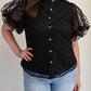 The Curve La - Plus Size Dot Mesh Knit Shirt With Puff Sleeve