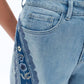 Bayeas - High Rise Embroidered Patchwork Jeans